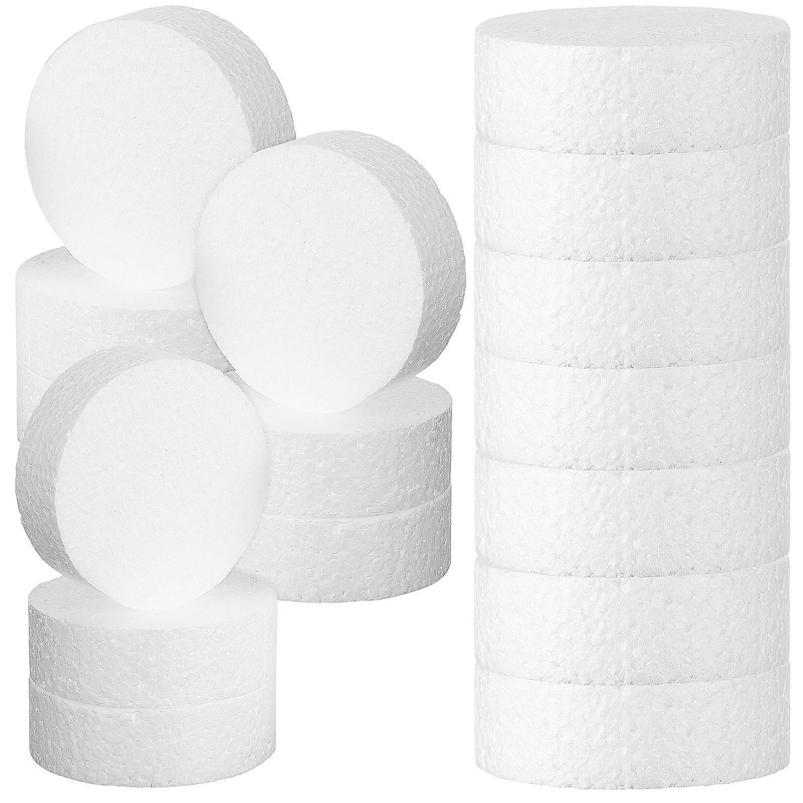 Foam Circles Round Foam Cylinder for Craft Use 24Pcs White Material