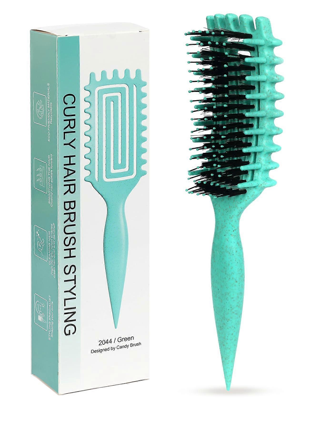 Curly Hair Brush with FrizzReducing Curl Definition for 2A to 4C Hair, Wet and Dry Use, Green