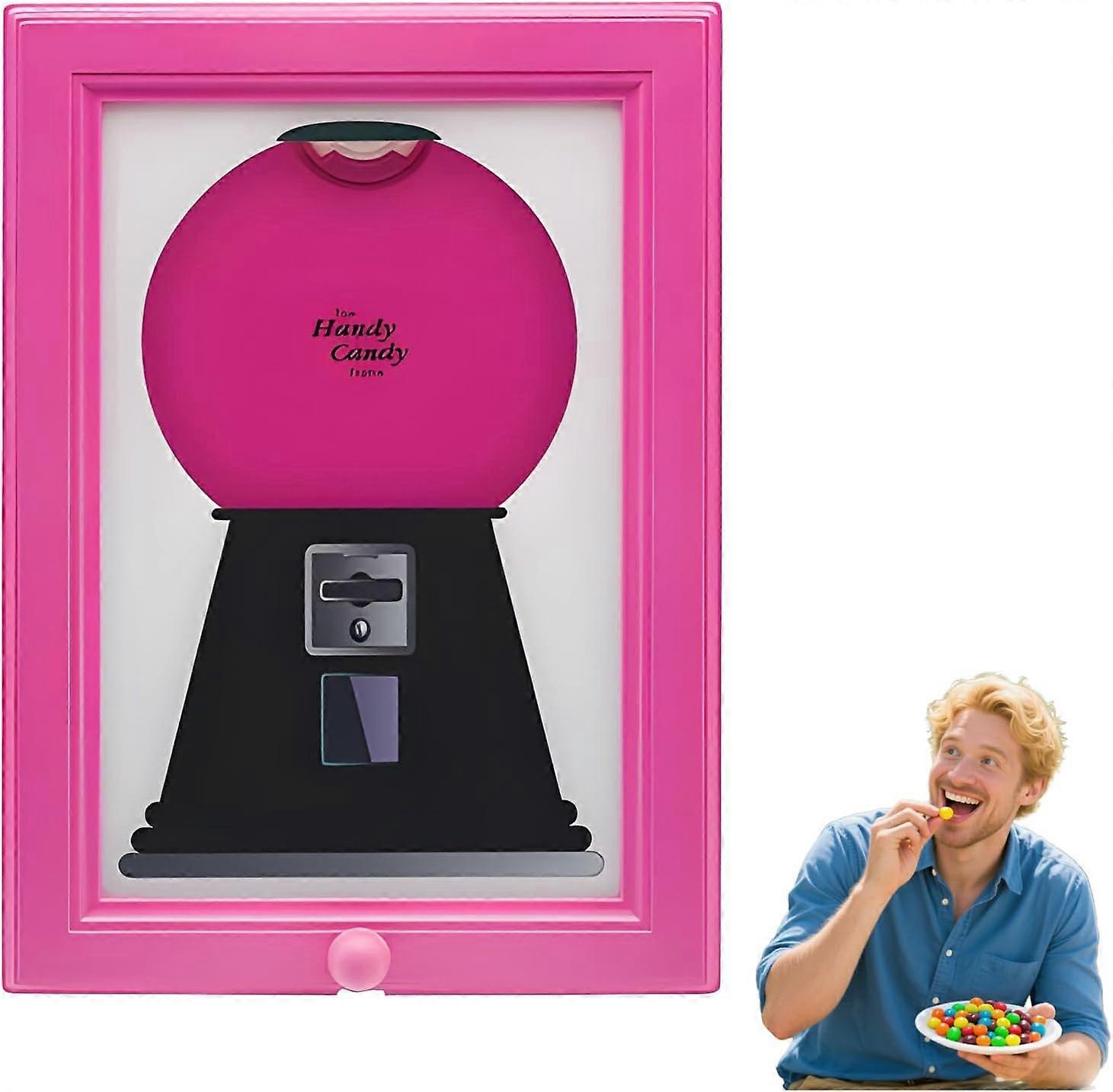 Wall Mounted Candy Dispenser with Portion Control Knob, Clear View, Pink for Snacks and Pet Treats