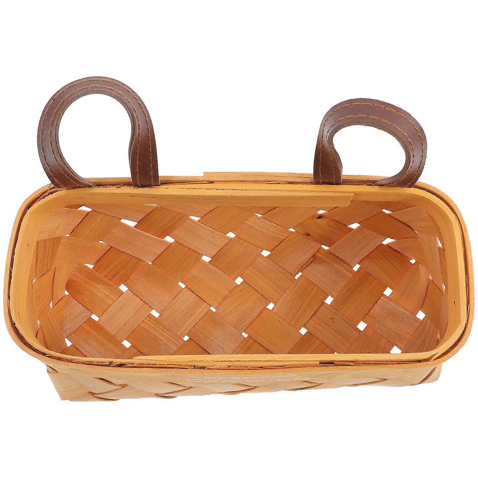 Wall Hanging Basket Boho Woven Storage for Vegetables and Fruit Small Rustic Kitchen Organizer