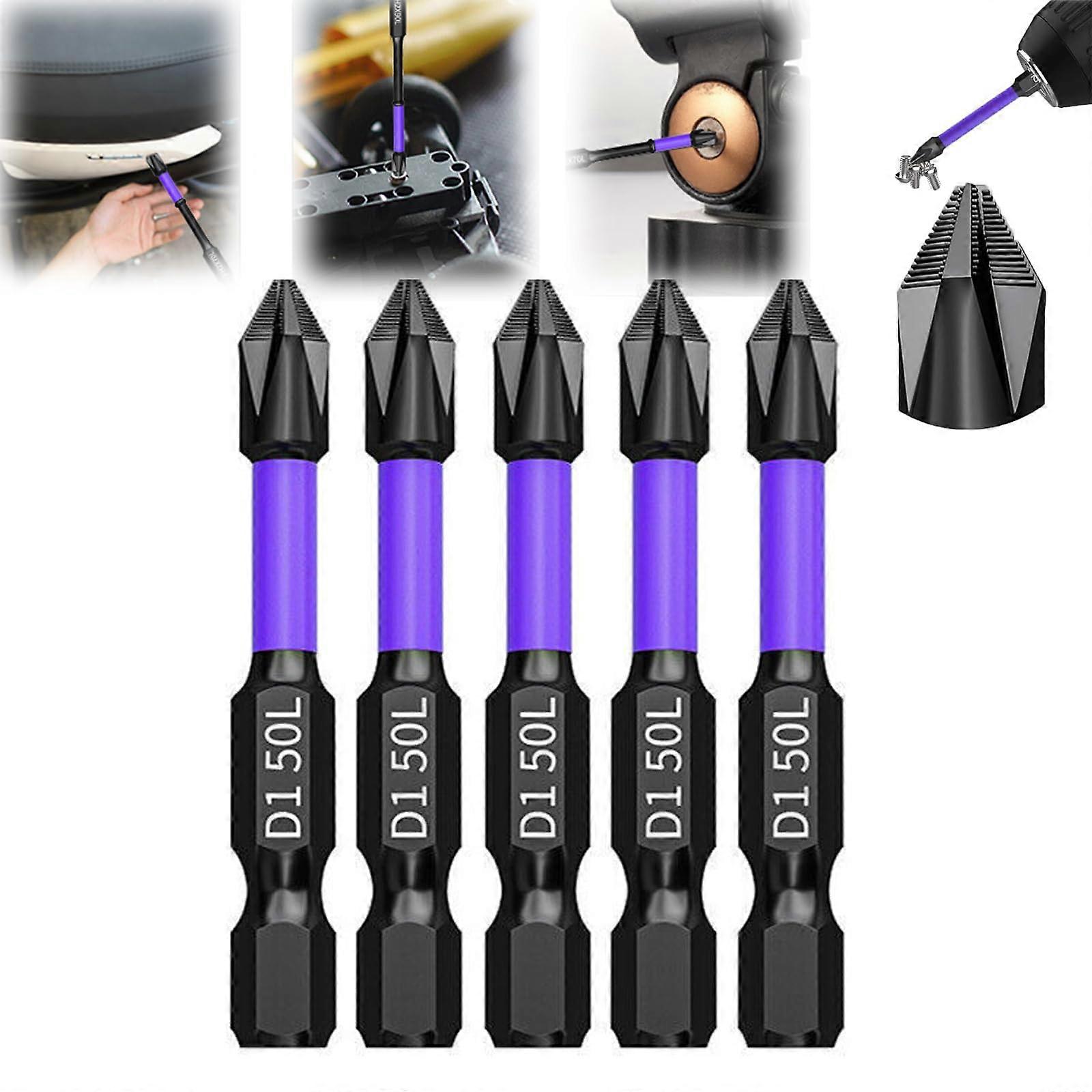 Impact Driver Bits 50mm Phillips Screwdriver Set,  Hardness 62HRC, Magnetic NonSlip Grip