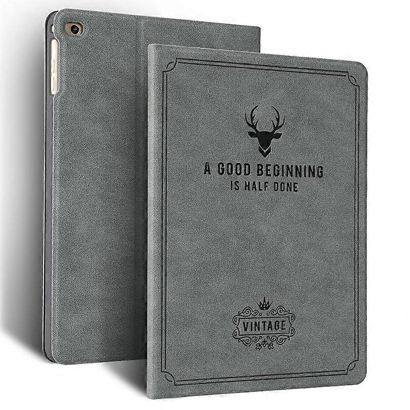 Capa elegante para iPad antigo de 2/3/4 polegadas, cinza com estampa de chifres, totalmente em silicone.