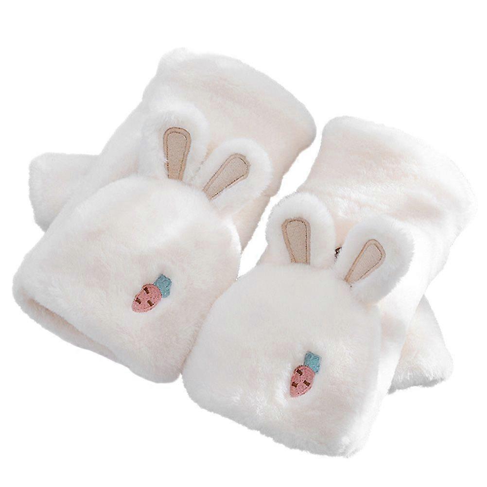 1 Pair Polyester Hand Protectors Comfortable Fingerless Gloves Mittens (White)