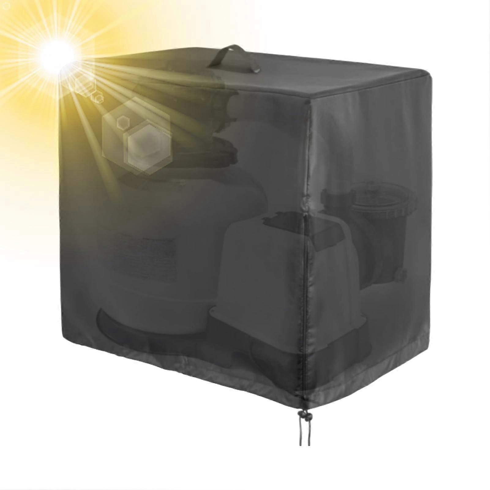 Waterproof Pool Pump Cover with Adjustable Drawstring for Outdoor Sand Filter Systems 84x61x86cm