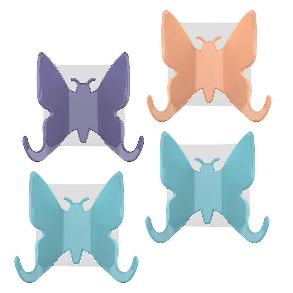 Wall Hanger for Bathroom Use with 4Pcs Assorted Color Decorative Hooks