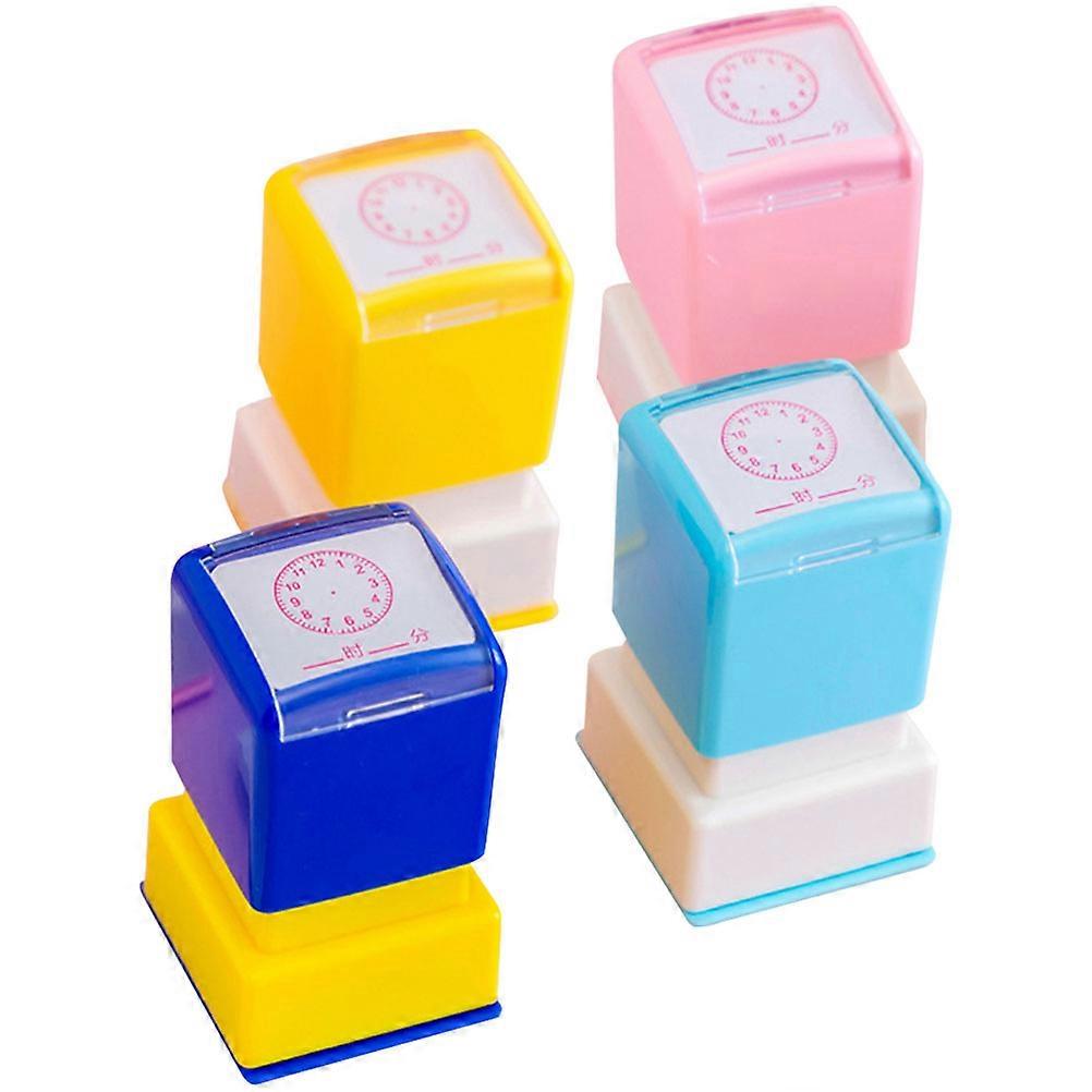 Learning Clock Stamps 4Pcs Set for Kids Educational Play and Craft Use