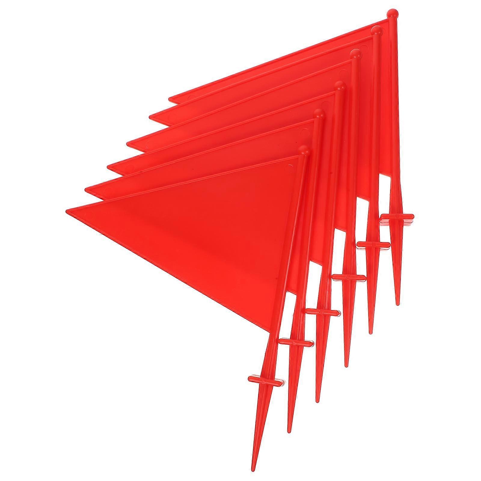 Triangle Marking Flags ABS Material for Cheering 6Pcs Red Flag Set