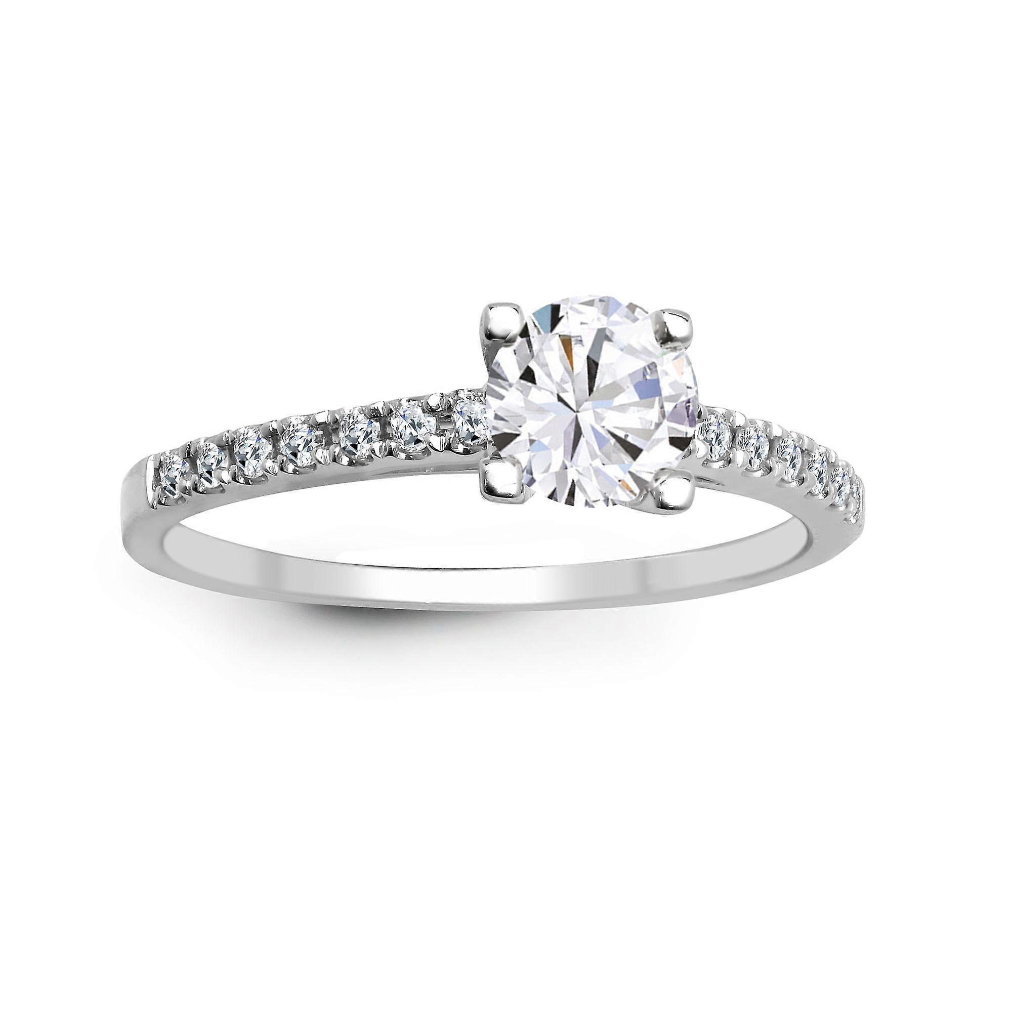 Jewelco London 18ct White Gold 1.00ct D / VS Lab Grown Diamond Wed-Fit Engagement Ring