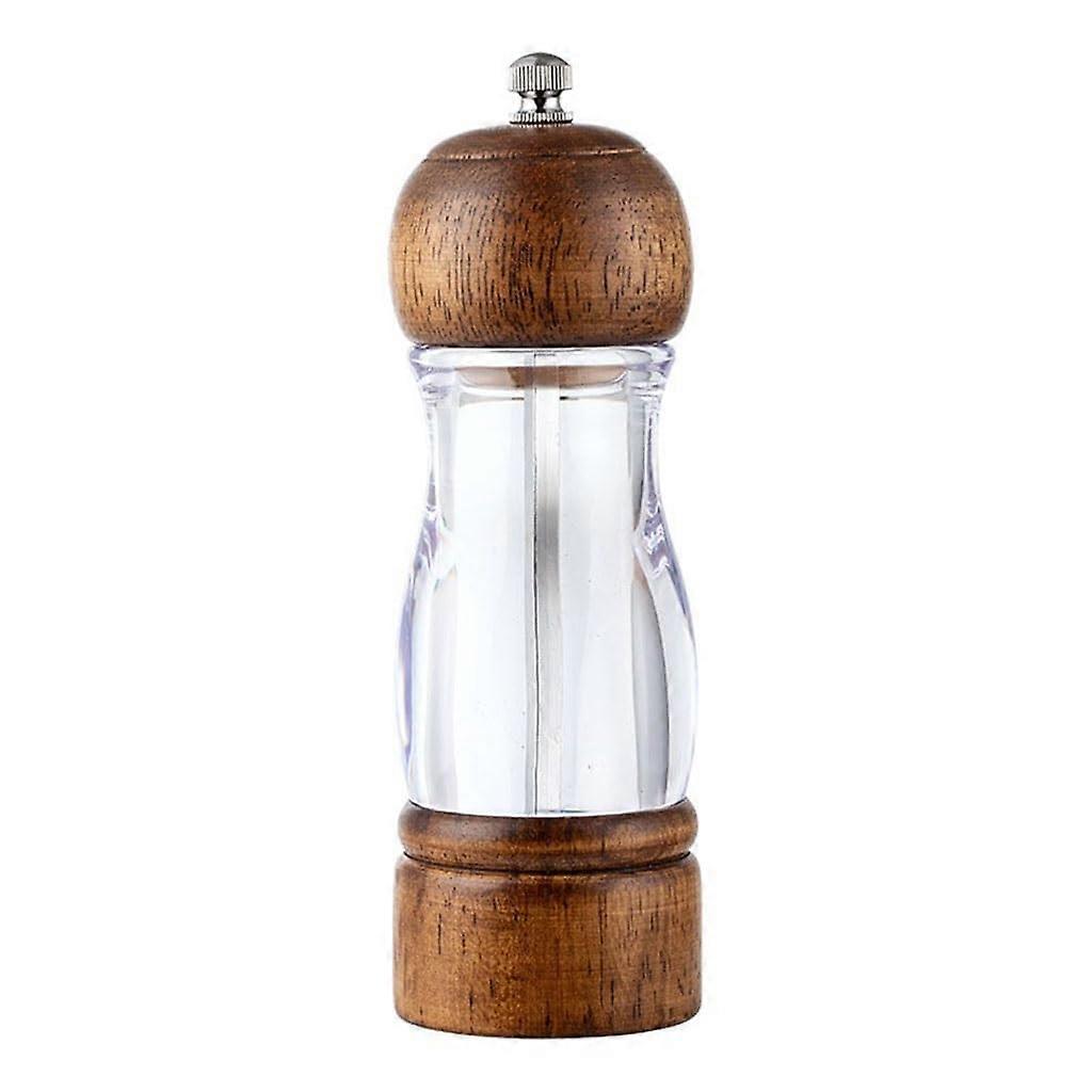 Pepper Grinder with Adjustable Grind Thickness, Transparent Bottle, Durable Core, White Star Design