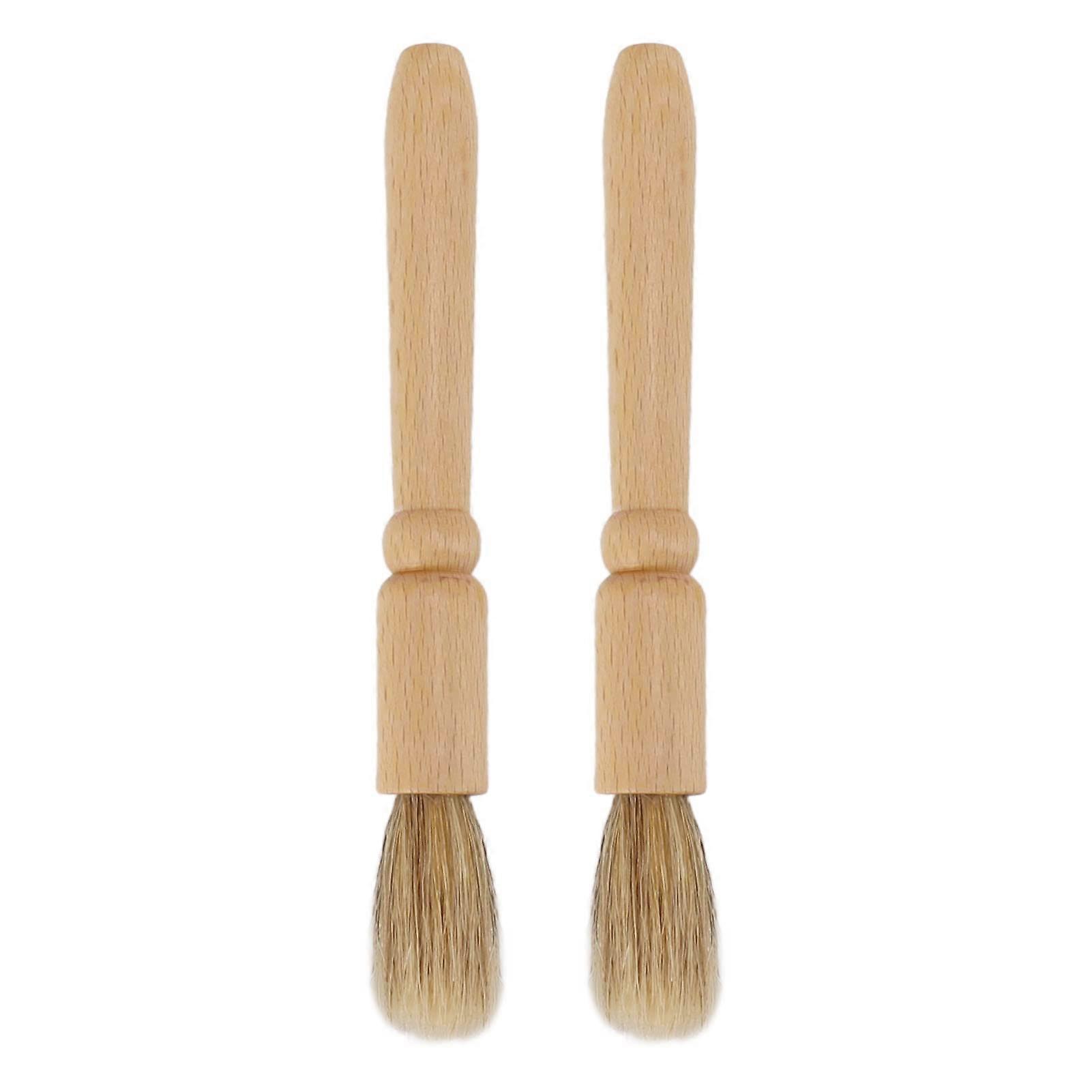 2 Pcs Wooden Coffee Grinder Brush Set with Ergonomic Grip for Easy Coffee Grounds Cleaning