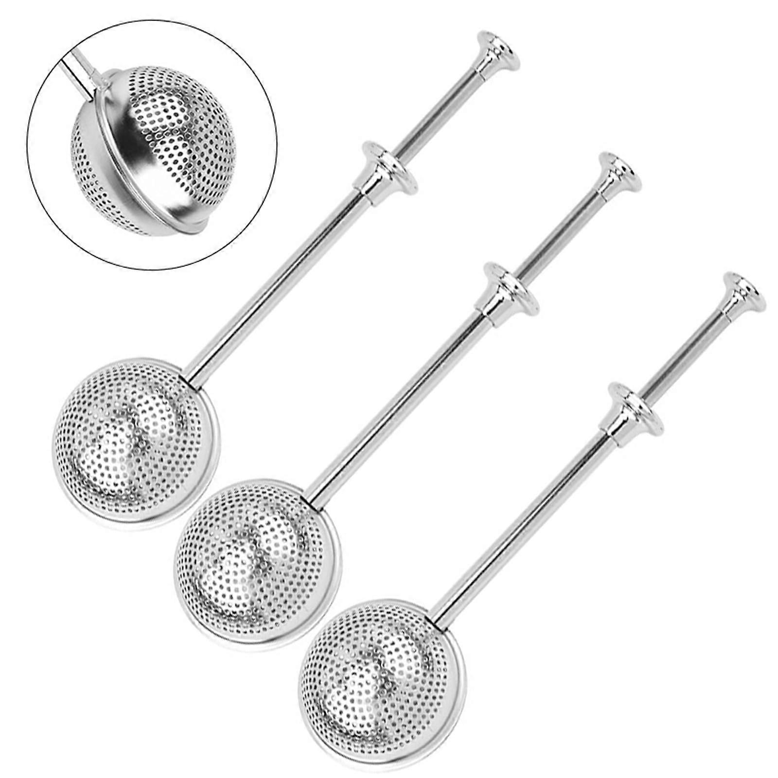 Stainless Steel Tea Infuser with Long Handle, Fine Mesh Loose Leaf Strainer, 3PCS Reusable Filter