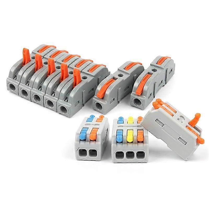 Wire Connectors Quick Lever Lock 2 Port 3 Port Compact Electrical Terminal Block Spring Clamp 25PCS