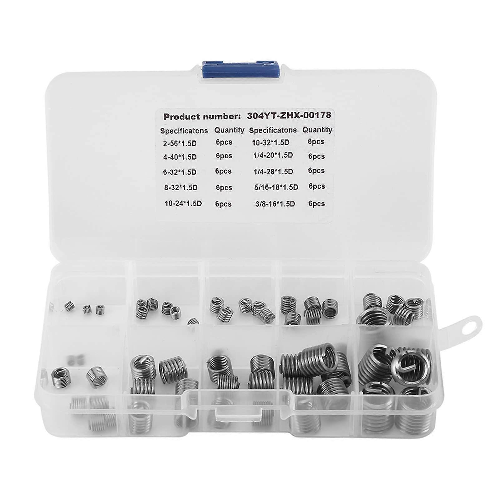 Thread  Kit 60pcs 304 Stainless Steel Inserts Set for Damaged Threads with Secure Locking