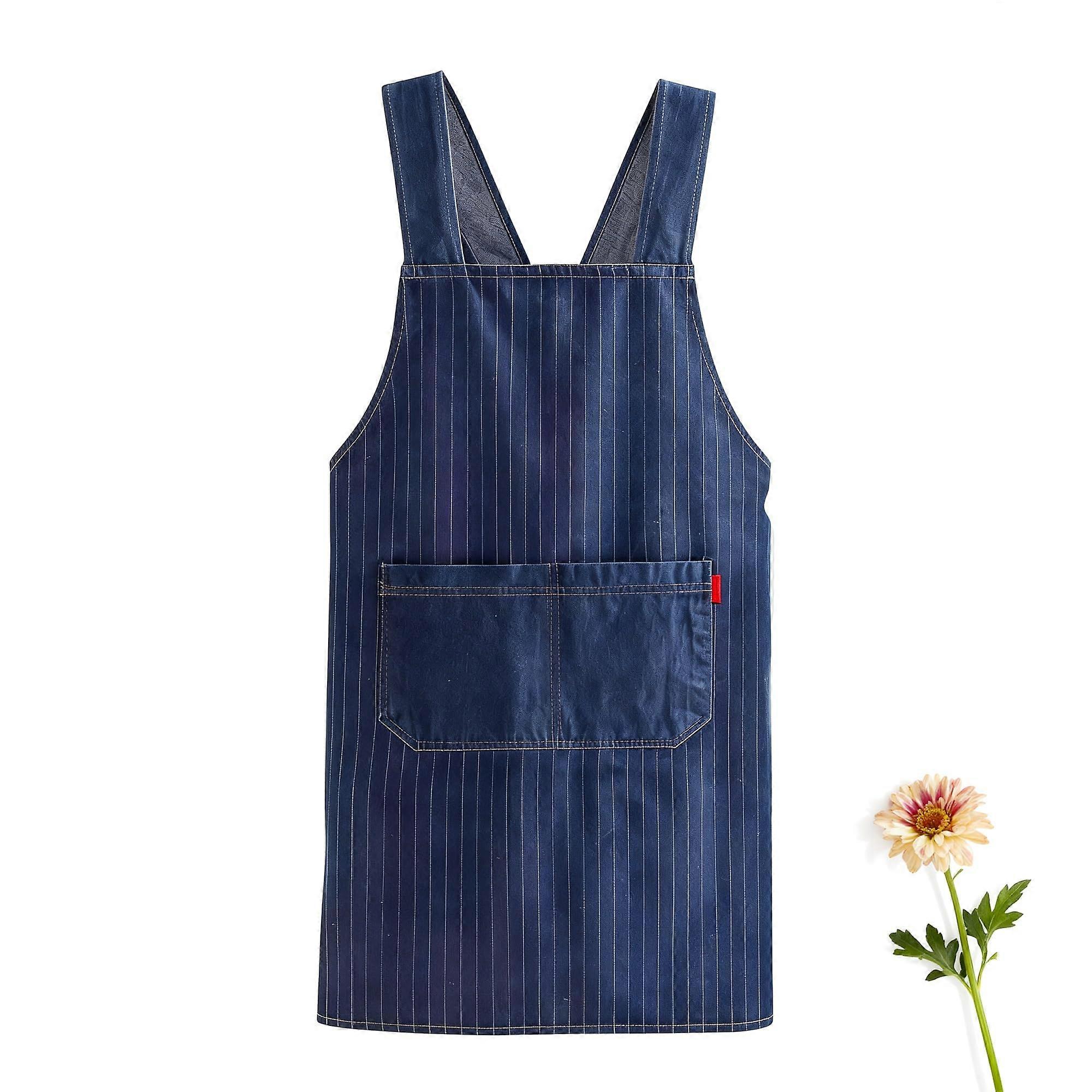 Lightweight Cotton Denim Crossback Apron with Dual Front Pockets for Kitchen and Workshop Use