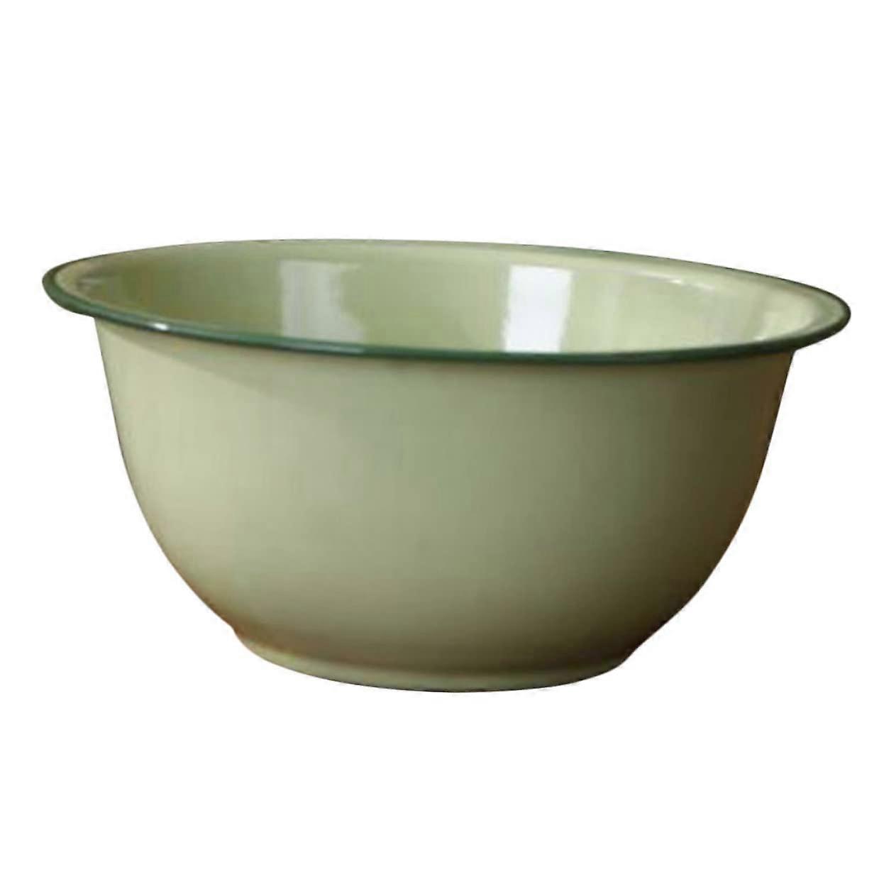 Large Vintage Enamel Bowl Thickened Deep Basin for Mixing Serving and Decorative Kitchen Use