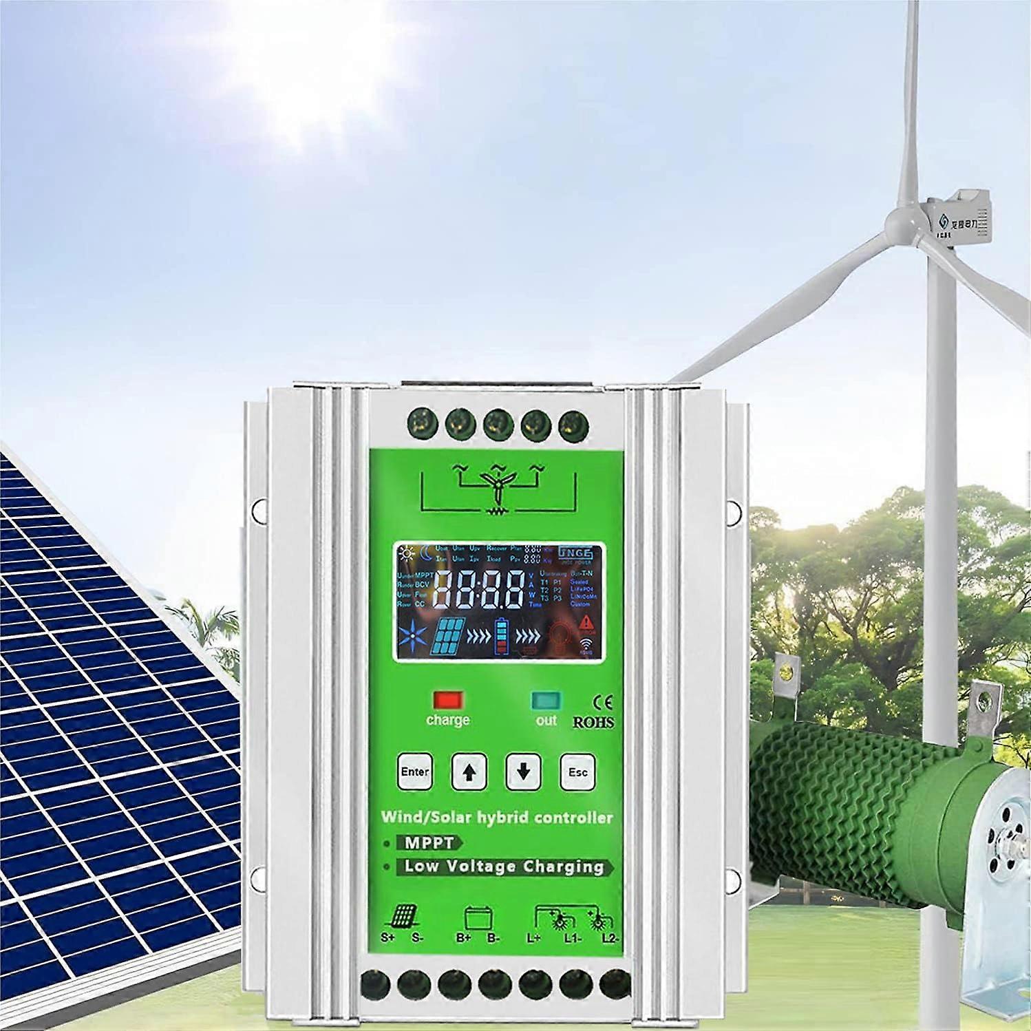 Wind Solar Hybrid MPPT Charge Controller 12V 24V 48V 1500W Wind 1200W Solar with Dump Load
