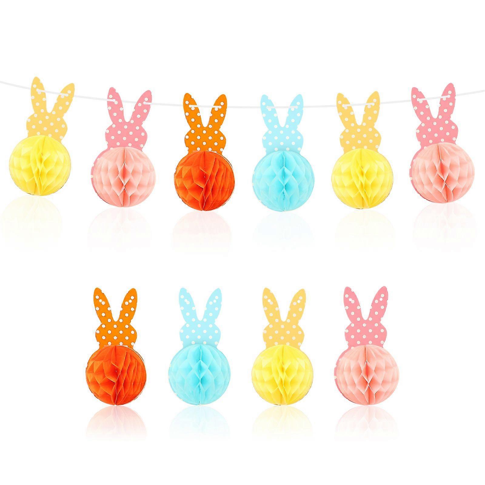 Easter Bunny Honeycomb Bunting Flag Easter Decoration Easter Banner Party Decor