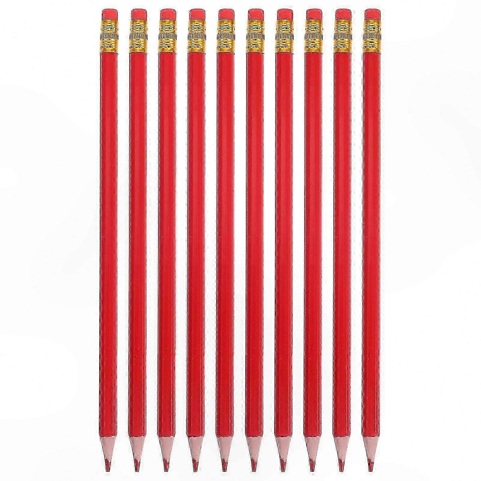 12-Pack Red Pencils with Erasers for Drafting, Coloring, Testing, and Corrections