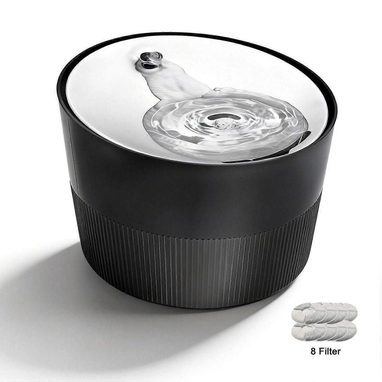 Ultra-Quiet Cat Water Fountain, 2.5L/84oz Automatic Pet Water Dispenser with LED Indicator, Stainless Steel Top for Cats & Small Dogs 8 Filter