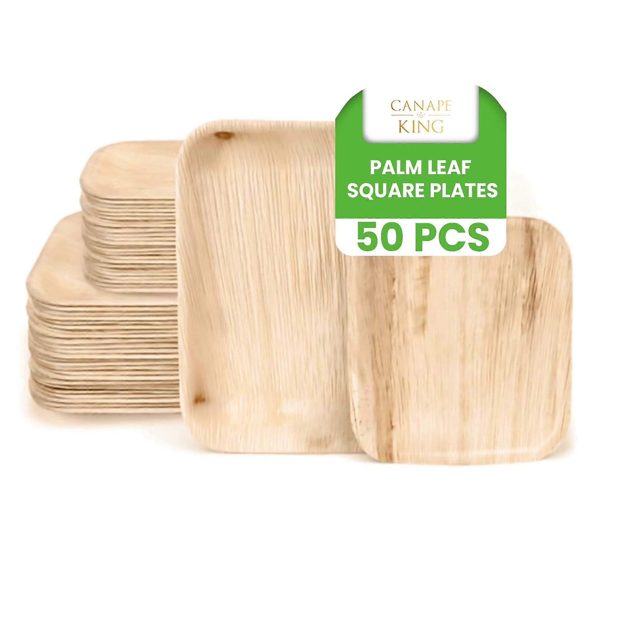 50 Pack Palm Leaf Plates 11cm Square EcoFriendly Biodegradable Dinnerware for Weddings BBQ Parties