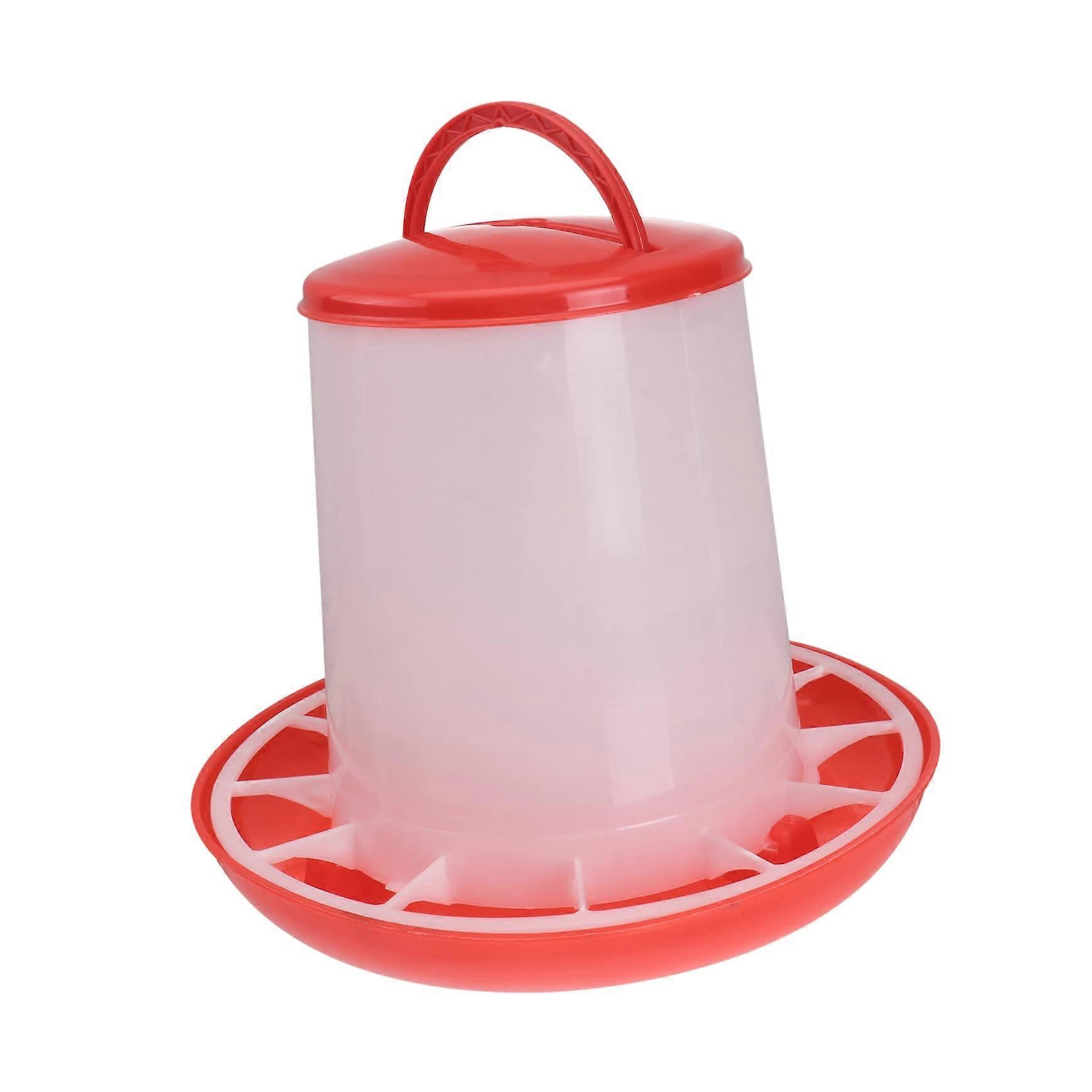 Durable Plastic Chicken Feeder with Handle, Outdoor Hanging Poultry Feeding Basin, Automatic Design