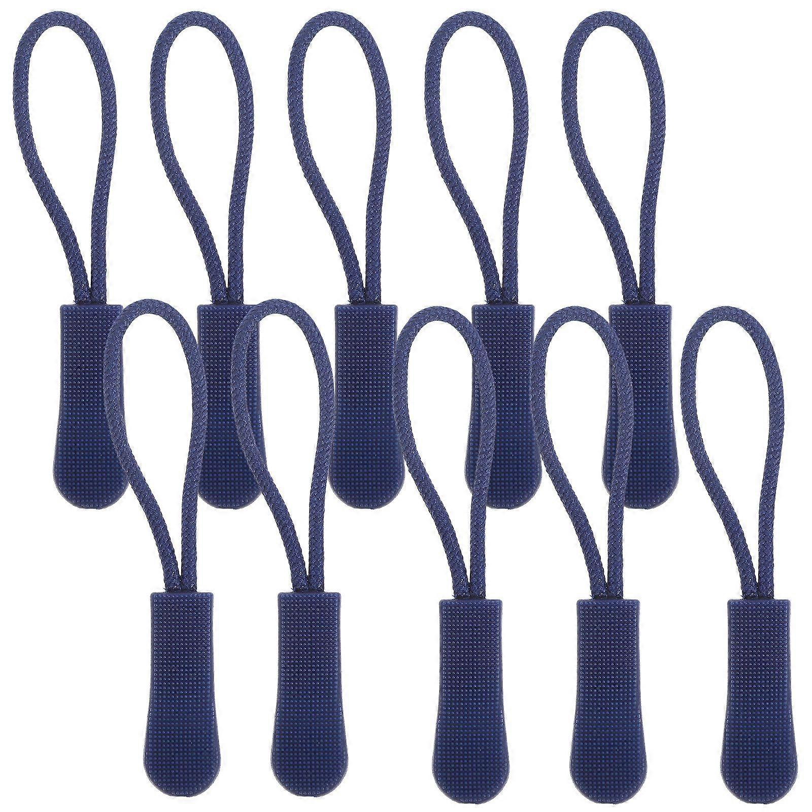 10pcs Zip Tags Cord Pulls Zipper Extension Zip Slider Replacement (Blue)