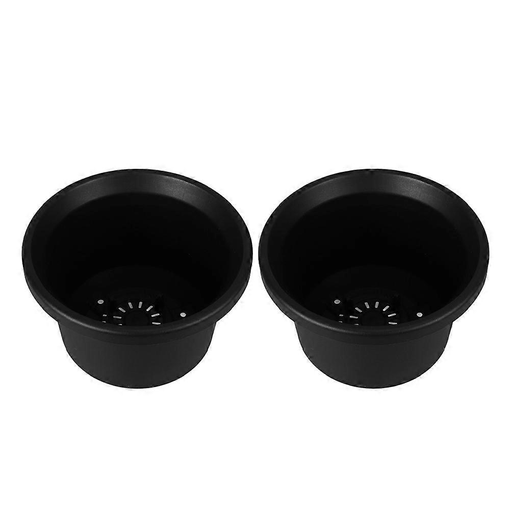 PP Material Planting Nursery Pot Black Plastic 2Pcs Flower Breeding Container