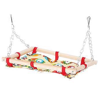 Hamac pour perroquet, balançoire pour oiseaux, jouet pour animaux de compagnie, en bois et toile, forme ovale, décoration intérieure, lot de 1