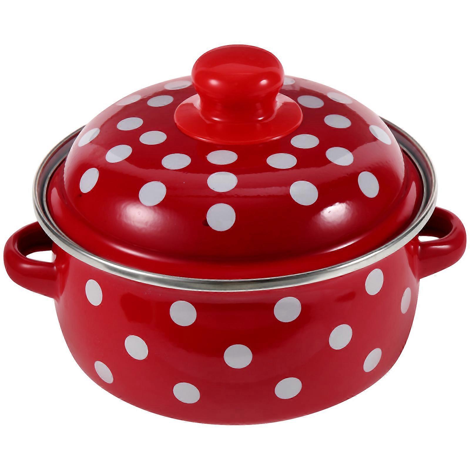 Enamel Stew Pot for Soup Making Two Handled Household Cooking Supply