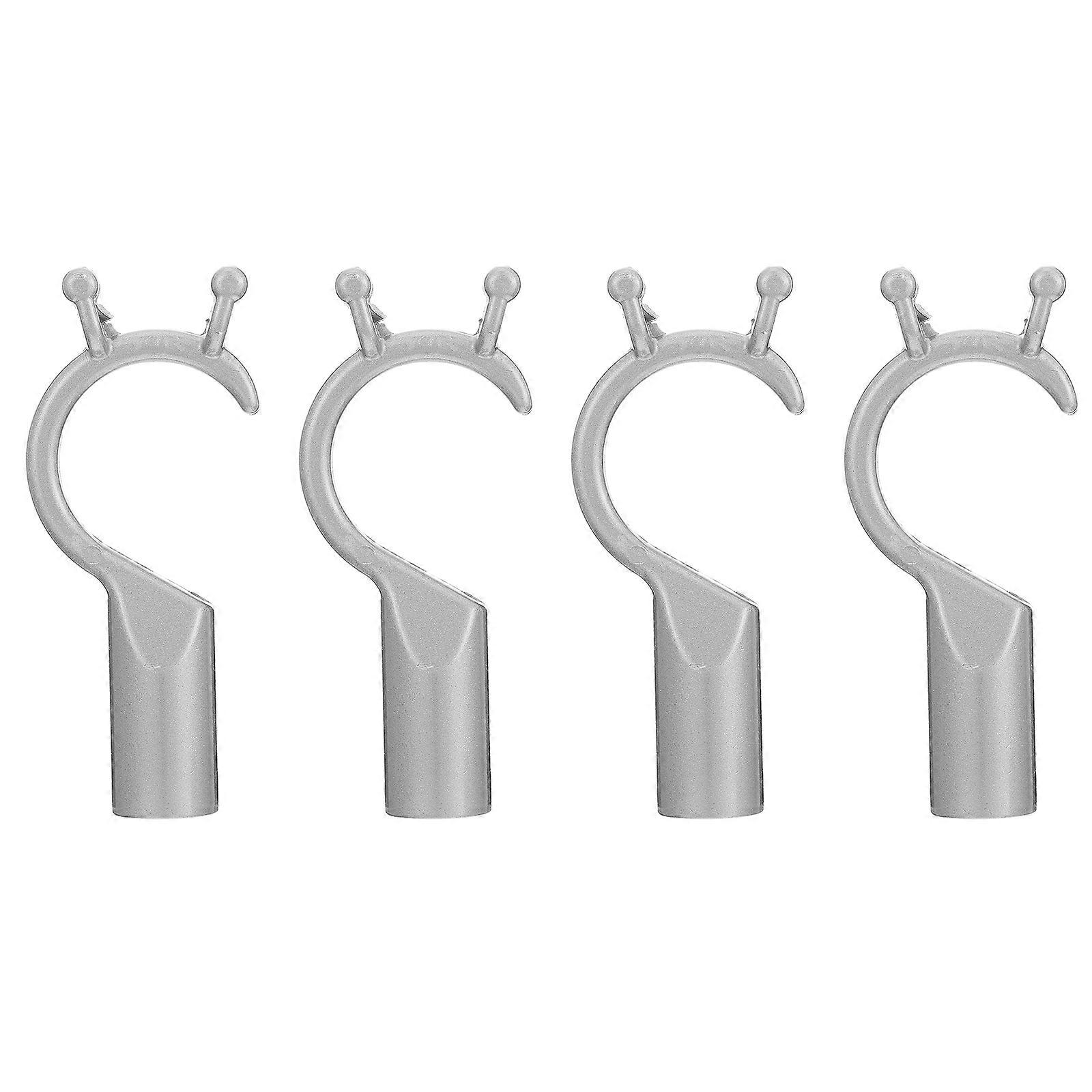 Silver Clothes Fork Head for Hanging Clothes Rod Replacement 4Pcs Set
