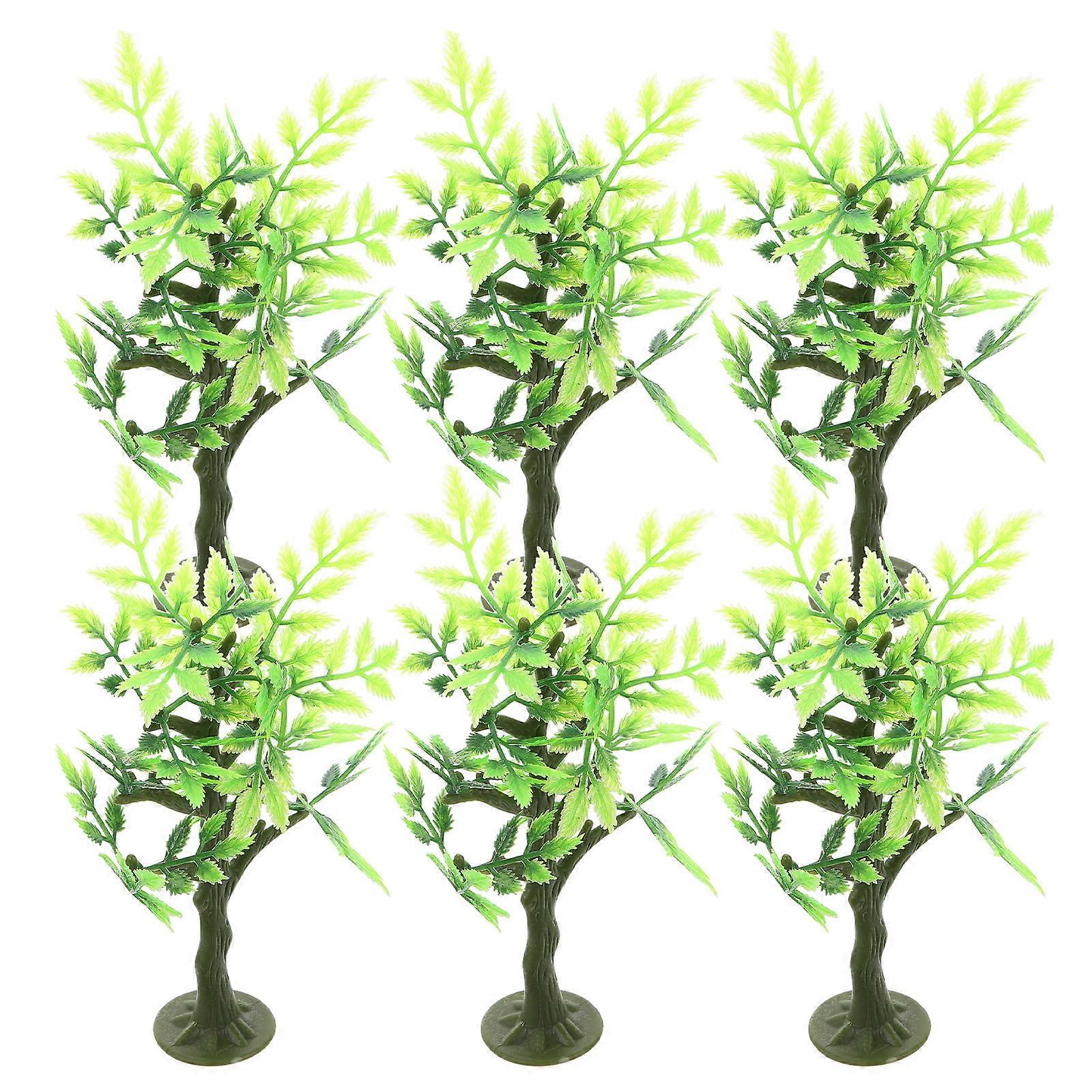 Green Plastic Diorama Trees for Decor 6Pcs Sand Table Miniature Model