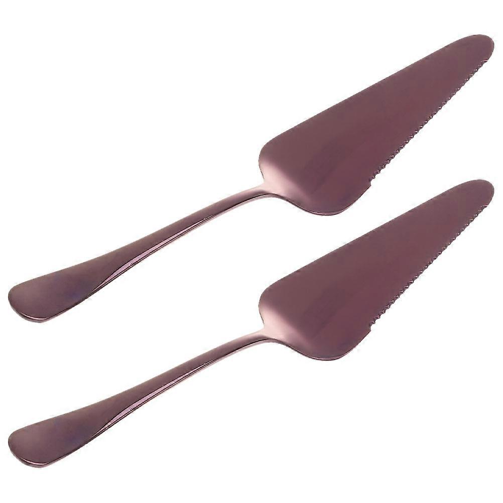 Dessert Serving Spatula Stainless Steel Cake Server for Baking 2Pcs Purple
