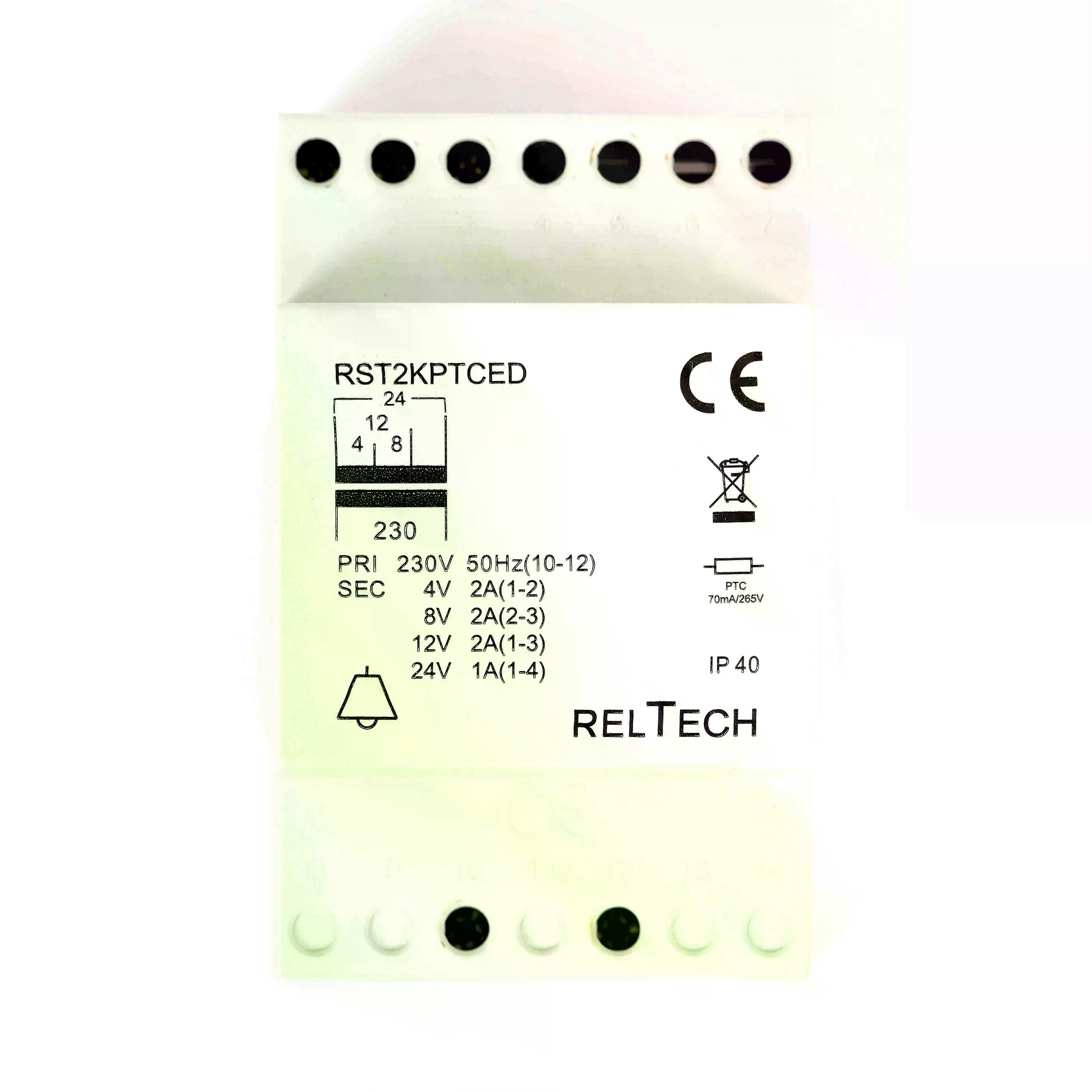 Reltech Klingel-Transformator, 230V, 4-8-12-24V, 2-2-2-1A, 1 Stk.