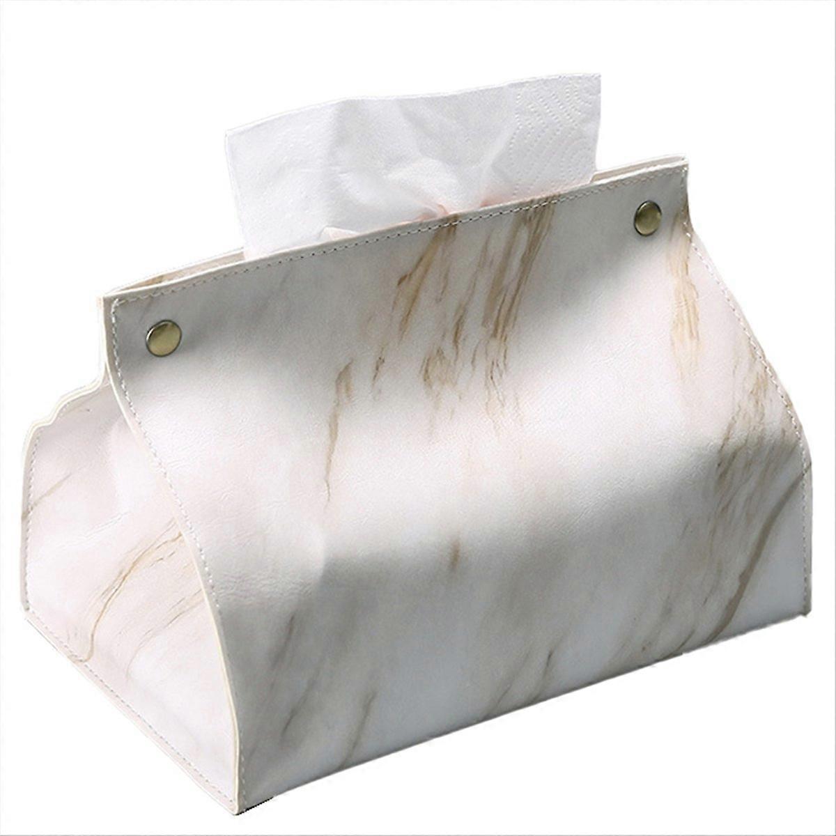 Leather Marble Pattern Tissue Case Box, Container, Cosmetic Box, B