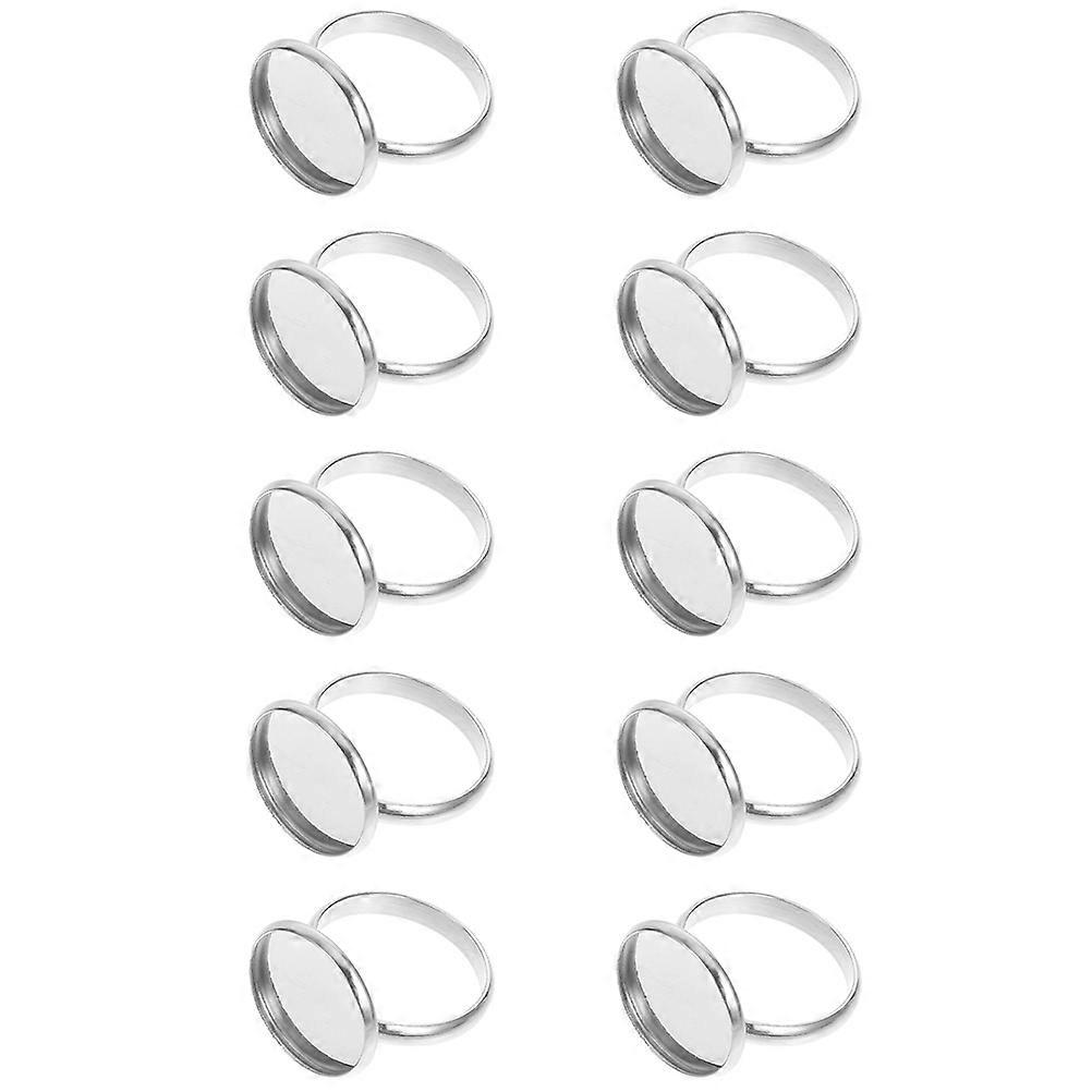 Silver Stainless Steel Ring Base for Adjustable Ring Holder 10Pcs Pack