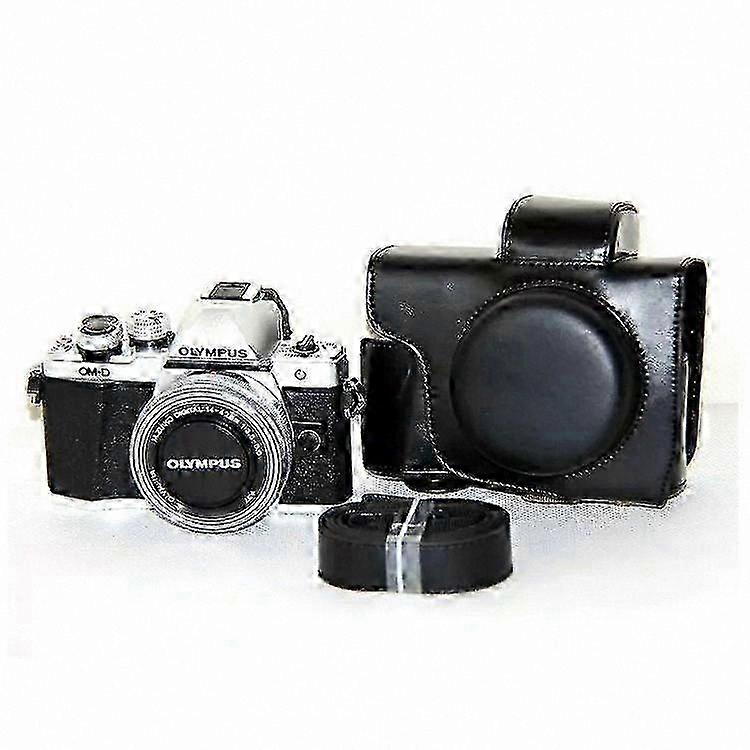 Protective PU Leather Camera Pouch with Strap for Olympus OM-D E-M10 Models