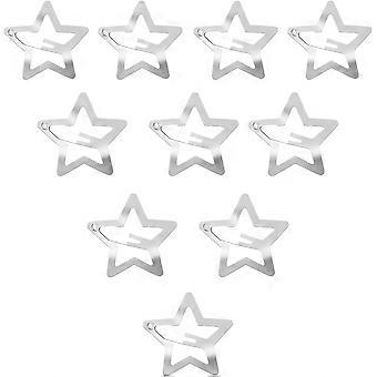 10 Pcs Silver Star Snap Hair Clips Lightweight Non-Slip Star Hairpins for Women & Girls Y2K Hair Accessories for Hairstyles