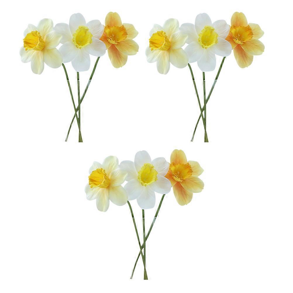 Daffodil Flowers Artificial for Decor 9Pcs Simulated Plastic Material