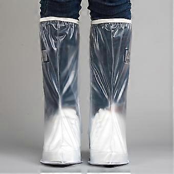 Transparent Knee High Rain Shoe Cover Reusable Waterproof Shoe Cover with Side Zipper for Men Women L