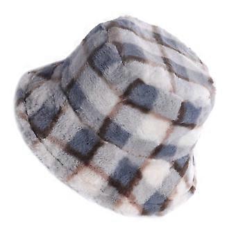 Gorro de pescador de felpa con estampado a cuadros para invierno, cálido, 1 unidad, multicolor.