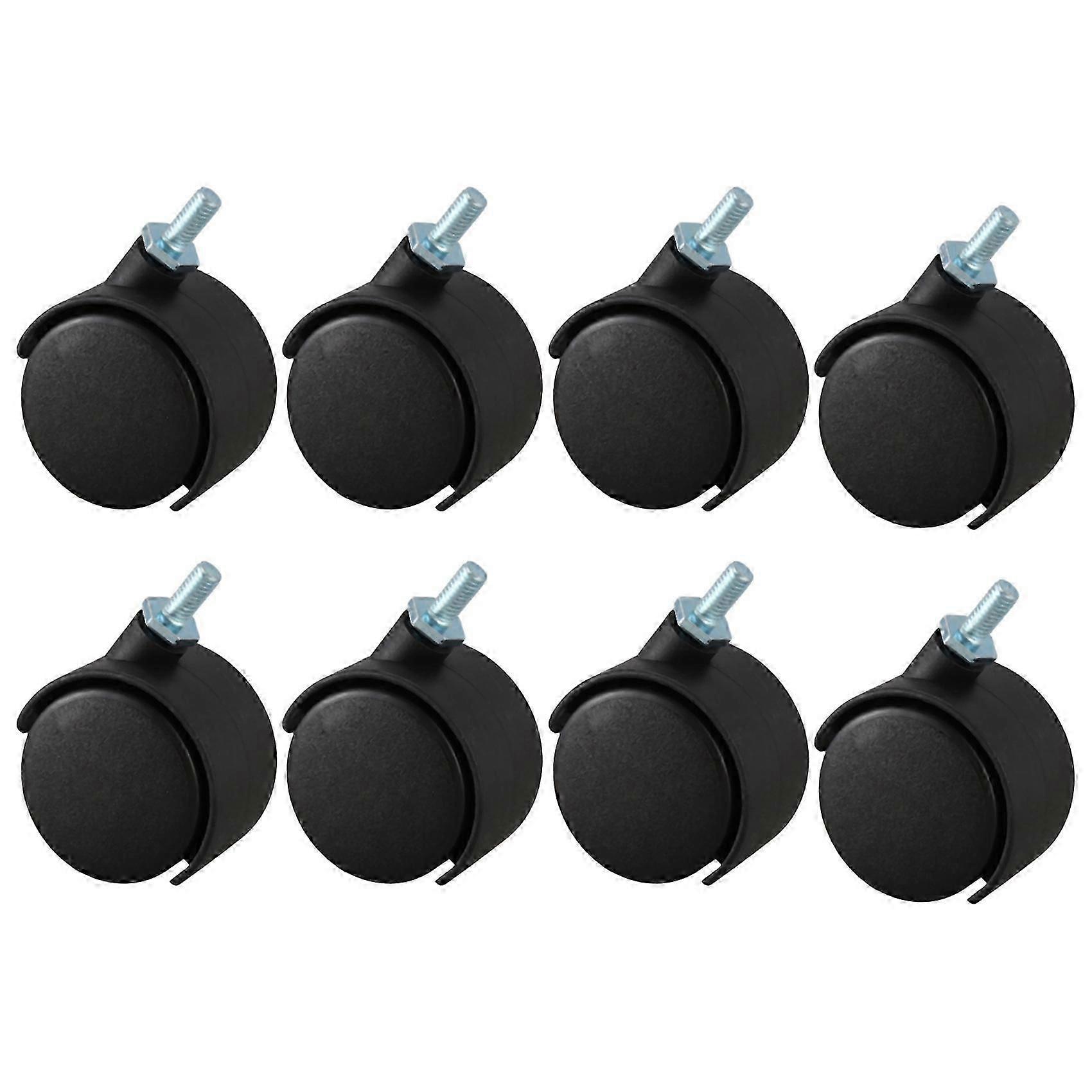 8Pcs 6mm Threaded Stem 40mm Dual Wheel Rotatable Caster