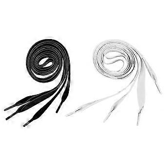 Breite Seidenschnürsenkel für Schuhe, 2 Paar, Samtmaterial, Weiß und Schwarz
