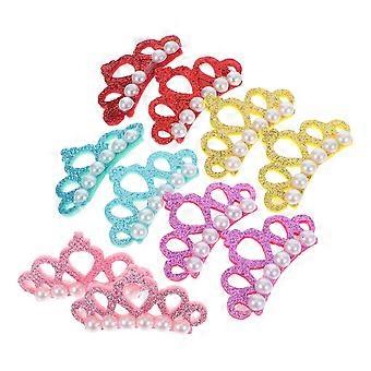Pet Hair Clips For Dogs Crown Shape Hair Accessories Suitable For Daily Wear Assorted Color 10 Pcs
