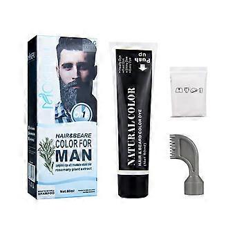 Hair Dye Cream Black Beard Dye Cream For Men Permanent Plant Beard Dye Shampoo Fast Cover White Grey Beard Hair Care