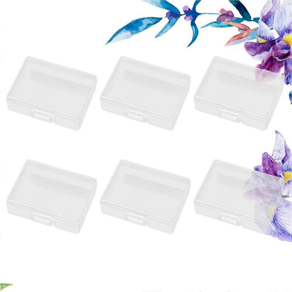 6pcs Rectangular Plastic Storage Box Small Transparent Case Jewelry Container Collection Organizer (49#)