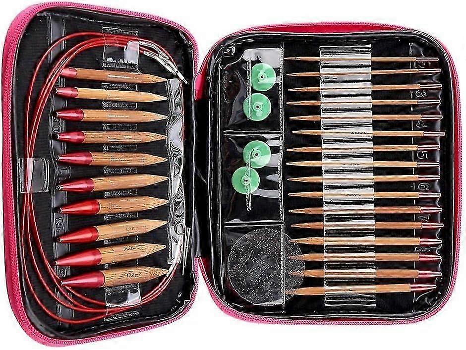 Circular Knitting Needles Ring Set Aluminum Interchangeable Carbonized Bamboo Needles Set