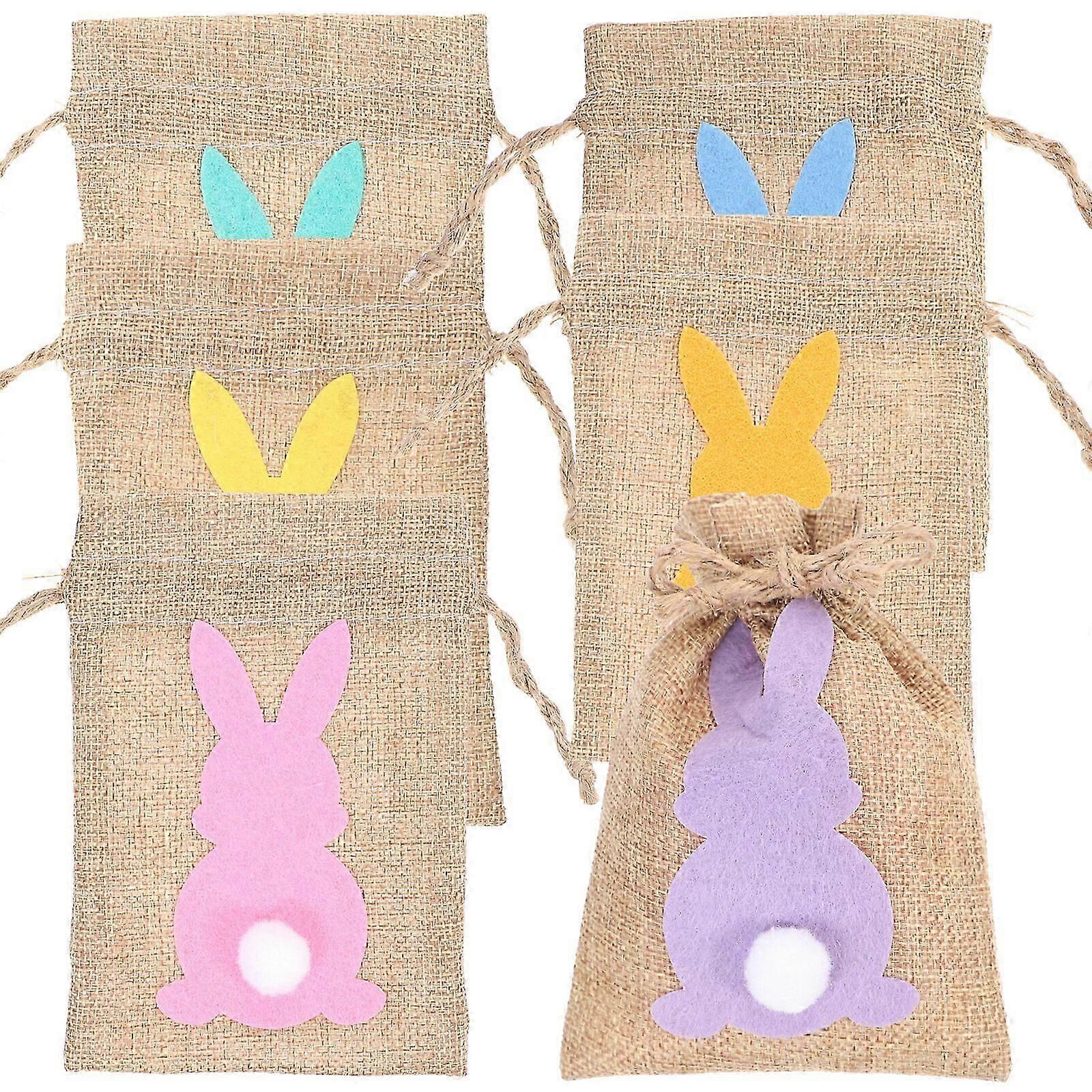 6pcs Easter-themed Candy Drawstring Bag Lovely Rabbit Pattern Storage Bag Easter Party Gift Bag