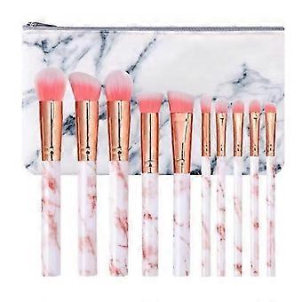 15-Piece Cosmetic Brush Kit Marble Pattern Foundation Blush Powder Eyeshadow Brushes