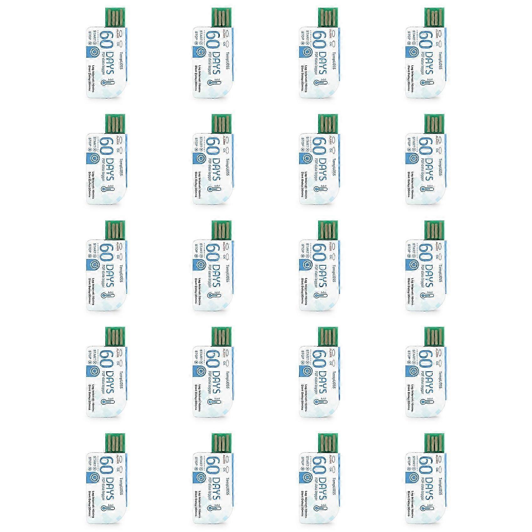 20Pcs TempU05s USB Temperature Data Logger 60 Day Single Use Temperature Analyzer PDF Report USB Temperature Logger