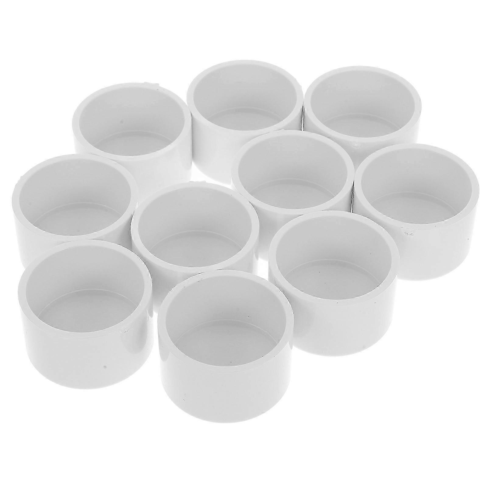 PVC Pipe End Cap Plug Adapter for Water Pipe Capping, 10Pcs, White